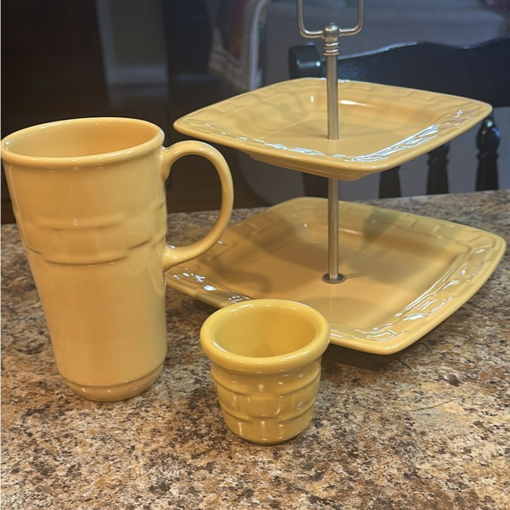 LONGABERGER BUTTERNUT SQUARE PLATE TRAY TALL MUG VOTIVE CUP